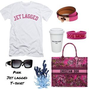 Jet Lagged White & Pink Short Sleeve T-Shirt